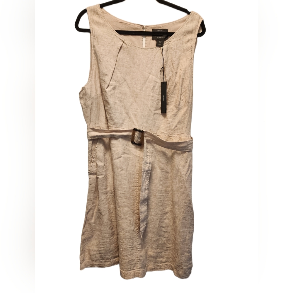 Tahari Dress 100% Linen with belt/pockets  (NWT) size 16